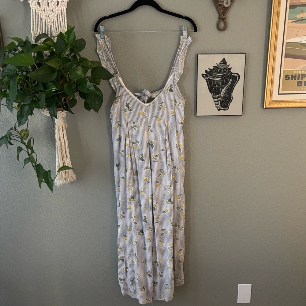 Floreat by Anthropology Striped Floral Romper Jumpsuit